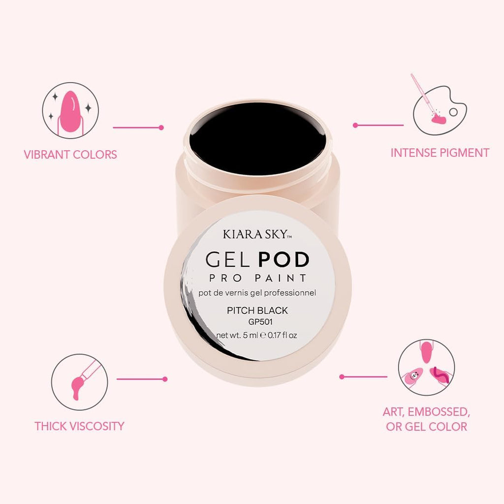 KIARA SKY Gel Paint Pod Pitch Black – Ultra-Pigmented Nail Art Gel
