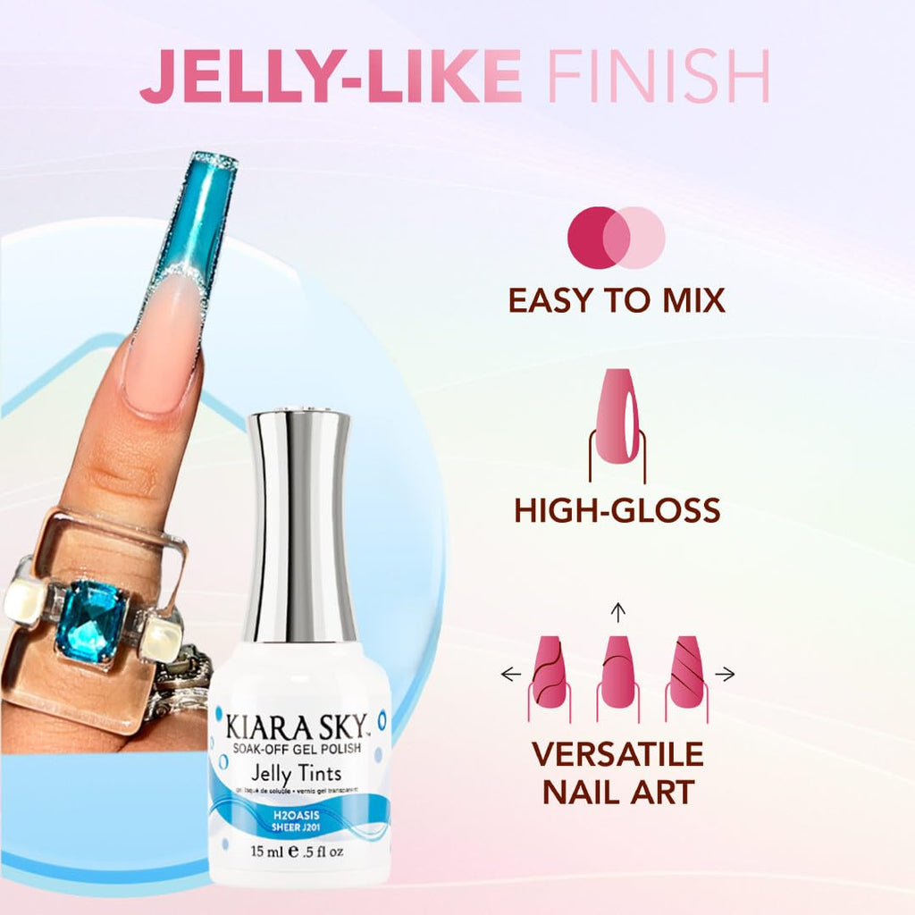 KIARA SKY Jelly Tints Soak Off Gel Polish Glampire – 15ml, HEMA-Free, Rich One-Coat Color