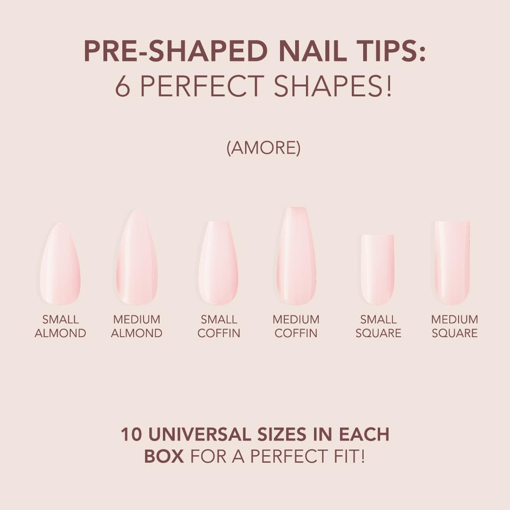 Kiara Sky Square Medium Cover Gelly Tips Amore – Soak Off Pre-Shaped Extensions