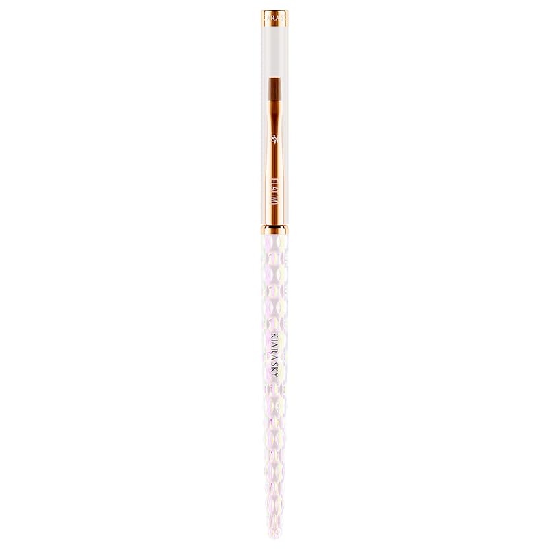 Kiara Sky Nail Art Brush M Flat – Blending & Shading Tool, Crystal Iridescent Handle