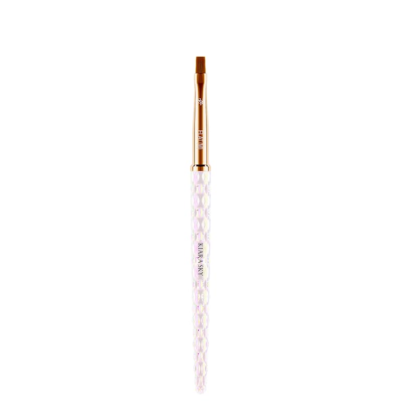 Kiara Sky Nail Art Brush M Flat – Blending & Shading Tool, Crystal Iridescent Handle