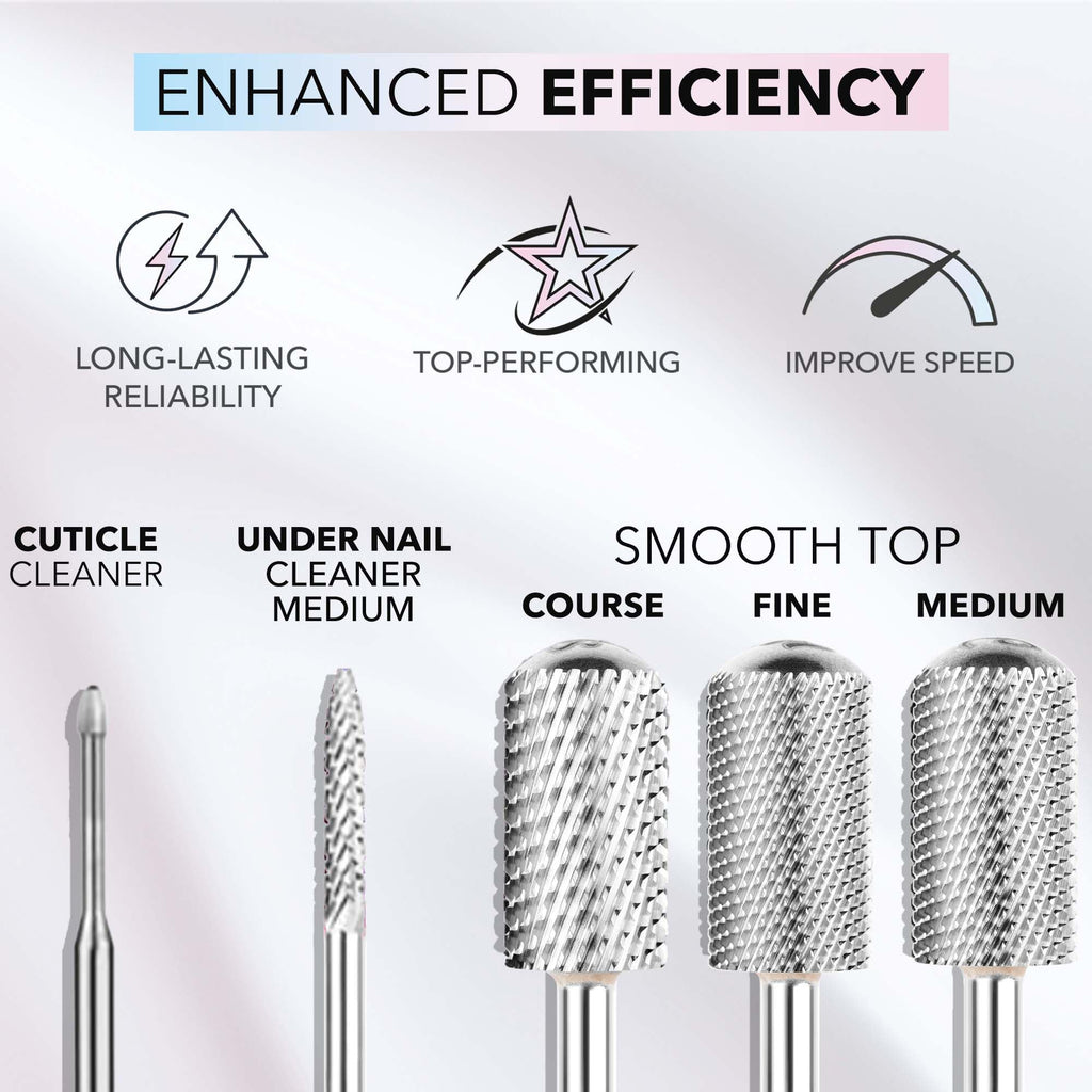 Kiara Sky Large Smooth Top Fine Universal Nail Drill Bit with Safety Edge | Non-Coated
