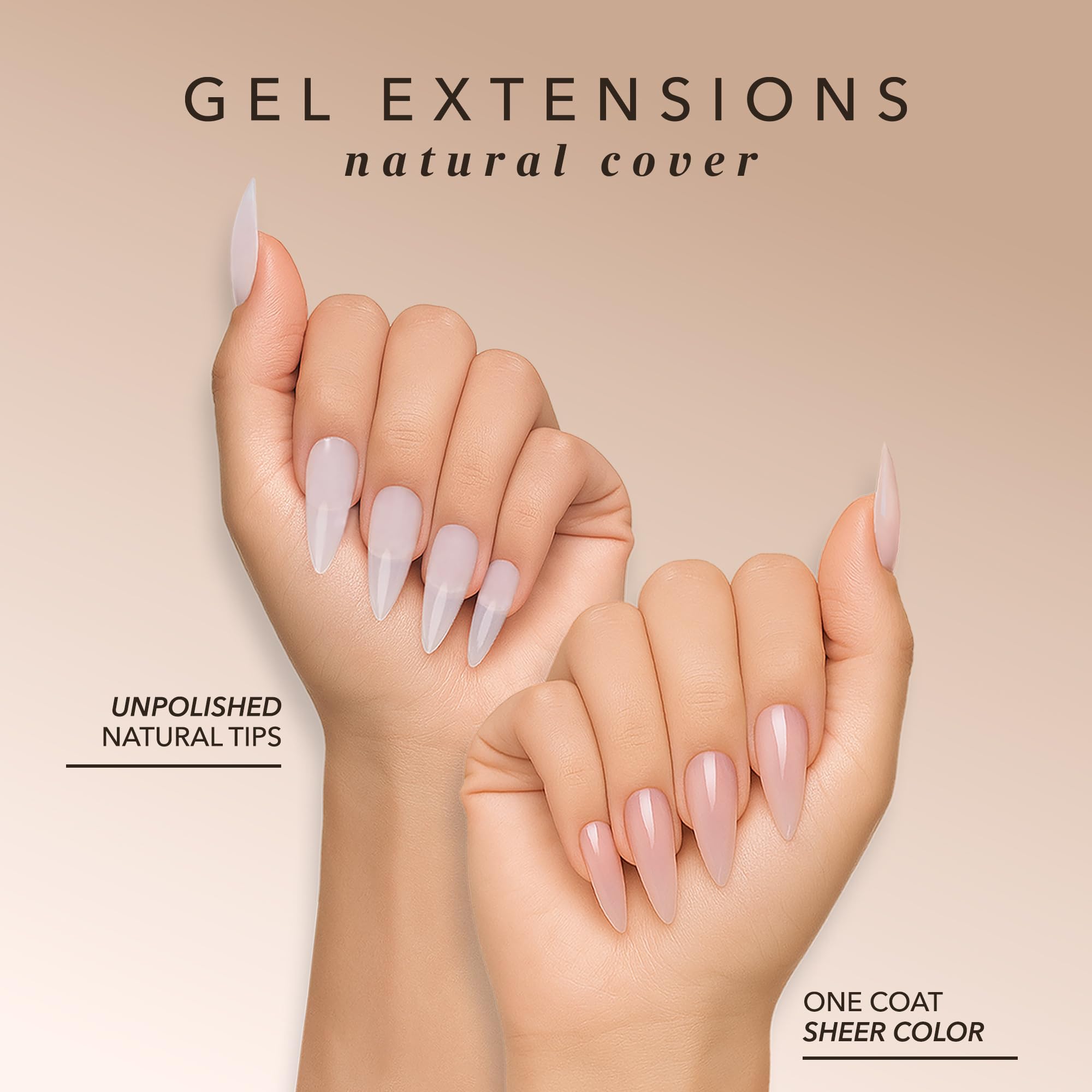 Kiara Sky Natural Cover Gel Extension Tips – 504 Tips, Stiletto XL, True Translucent Design
