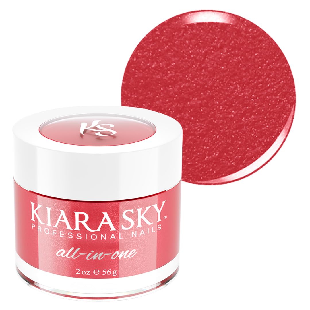 Kiara Sky All-In-One Nail Powder – So Extra Red Shimmer, 2 oz | Dip, Acrylic & Nail Art
