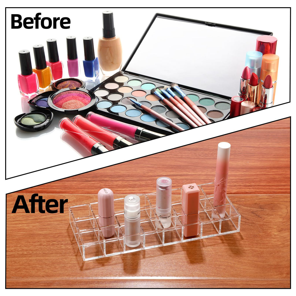 Kigley 3-Piece Clear Lipstick Organizer – Acrylic Lip Gloss Holder with 24 Slots