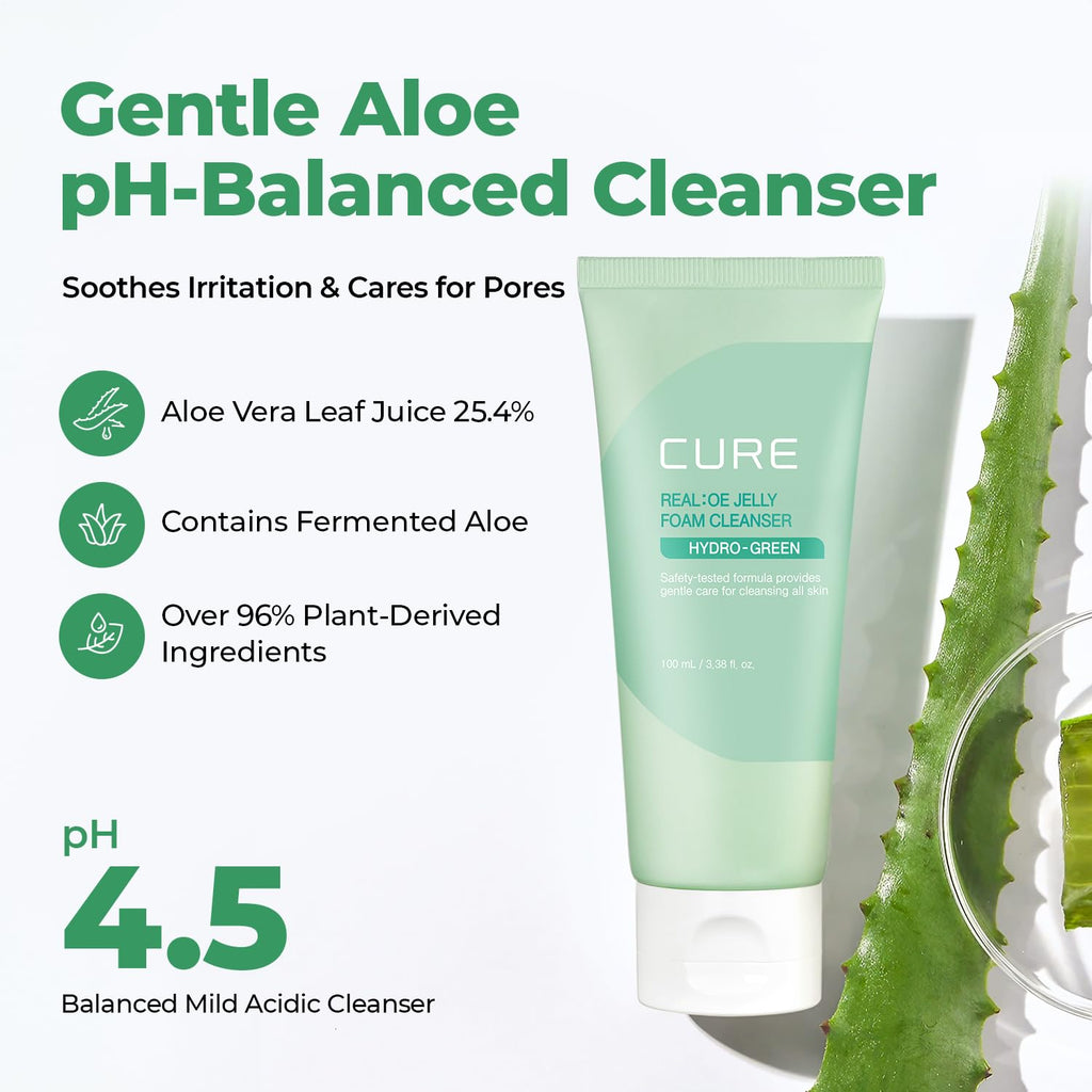 Kim Jeong Moon Aloe CURE Foam Cleanser — Hydrating Korean Face Wash for Sensitive Skin, 3.38 fl oz
