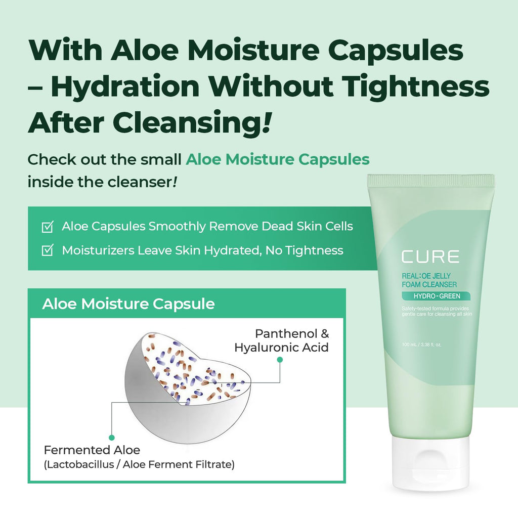 Kim Jeong Moon Aloe CURE Foam Cleanser — Hydrating Korean Face Wash for Sensitive Skin, 3.38 fl oz