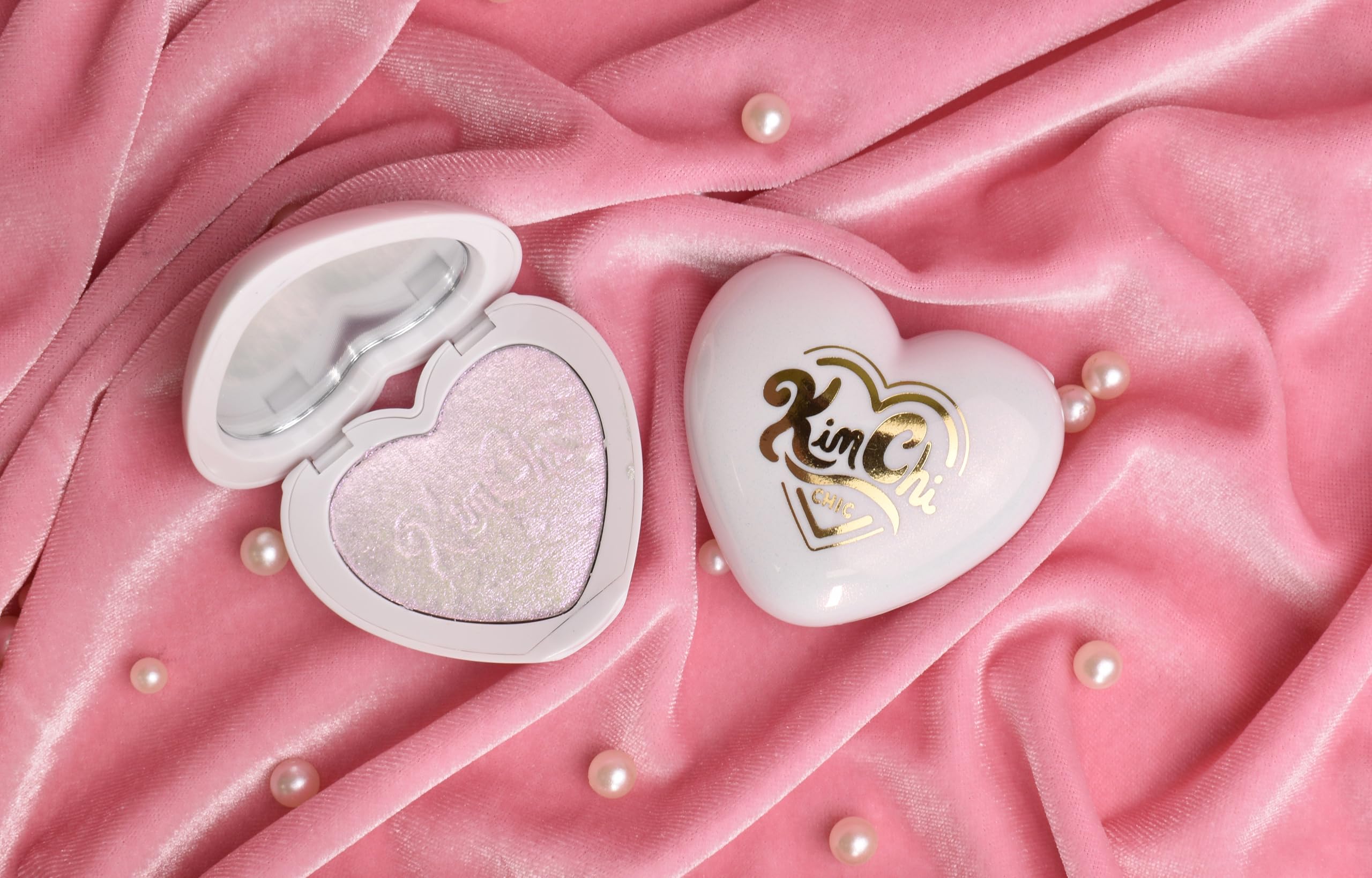 Kimchi Chic Pearl Gone Wild Highlighter – Iridescent Glow, Built-In Mirror, Cruelty-Free