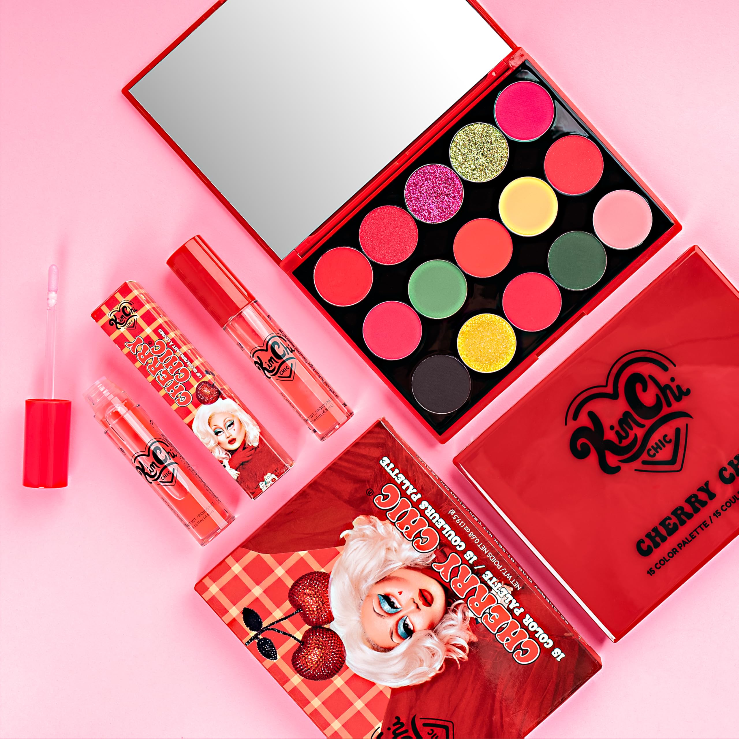 KimChiChic Cherry Chic Eyeshadow Palette – 12 Ultra Pigmented Shades, Talc-Free, Vitamin E, Cruelty-Free, 0.68oz
