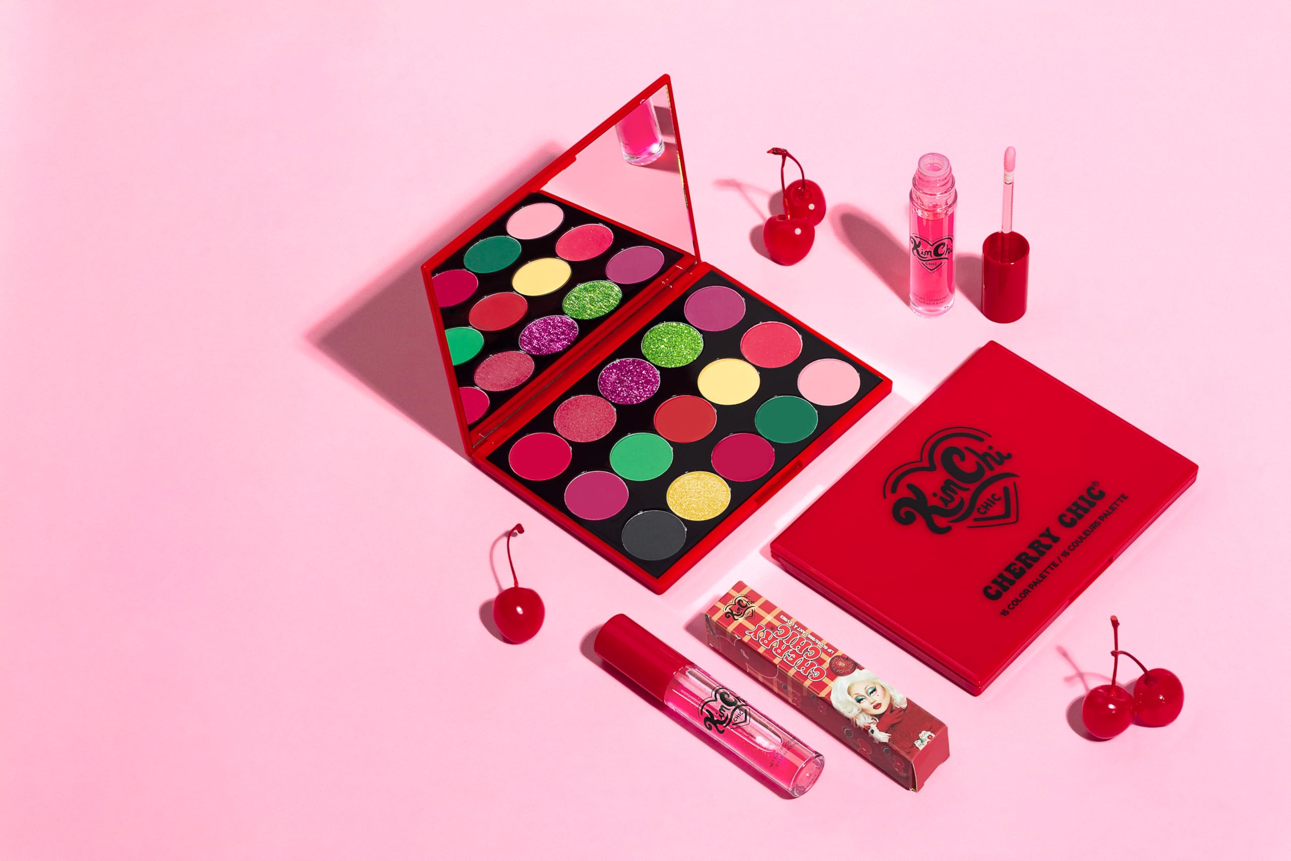 KimChiChic Cherry Chic Eyeshadow Palette – 12 Ultra Pigmented Shades, Talc-Free, Vitamin E, Cruelty-Free, 0.68oz