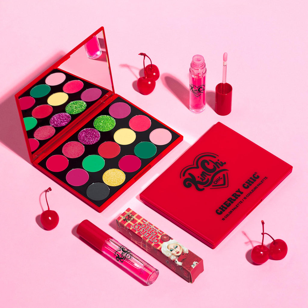 KimChiChic Cherry Chic Eyeshadow Palette – 12 Ultra Pigmented Shades, Talc-Free, Vitamin E, Cruelty-Free, 0.68oz