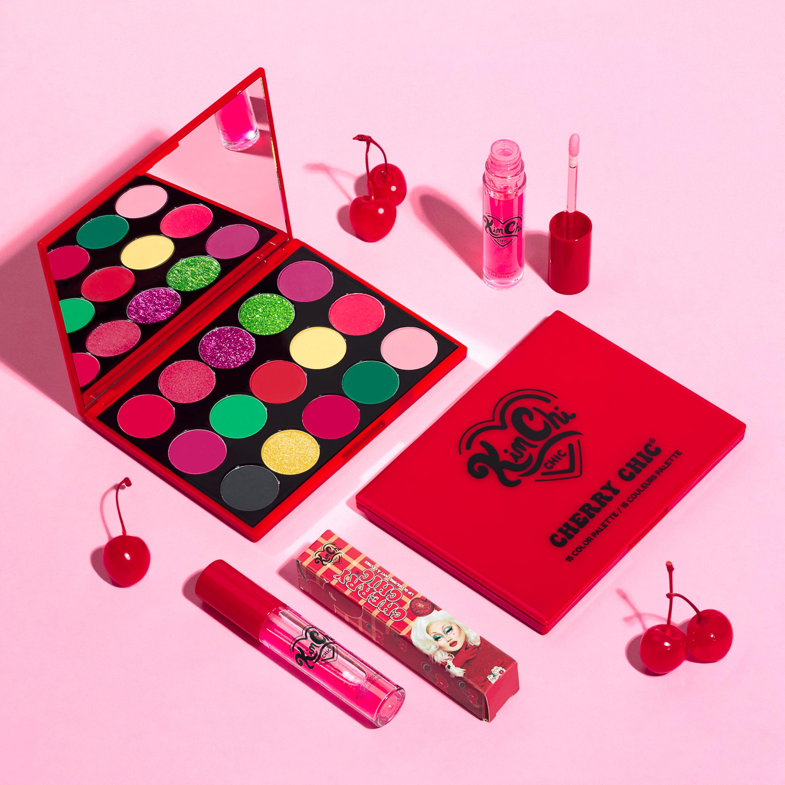 KimChiChic Cherry Chic Eyeshadow Palette – 12 Ultra Pigmented Shades, Talc-Free, Vitamin E, Cruelty-Free, 0.68oz