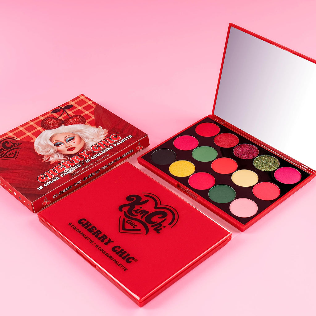 KimChiChic Cherry Chic Eyeshadow Palette – 12 Ultra Pigmented Shades, Talc-Free, Vitamin E, Cruelty-Free, 0.68oz