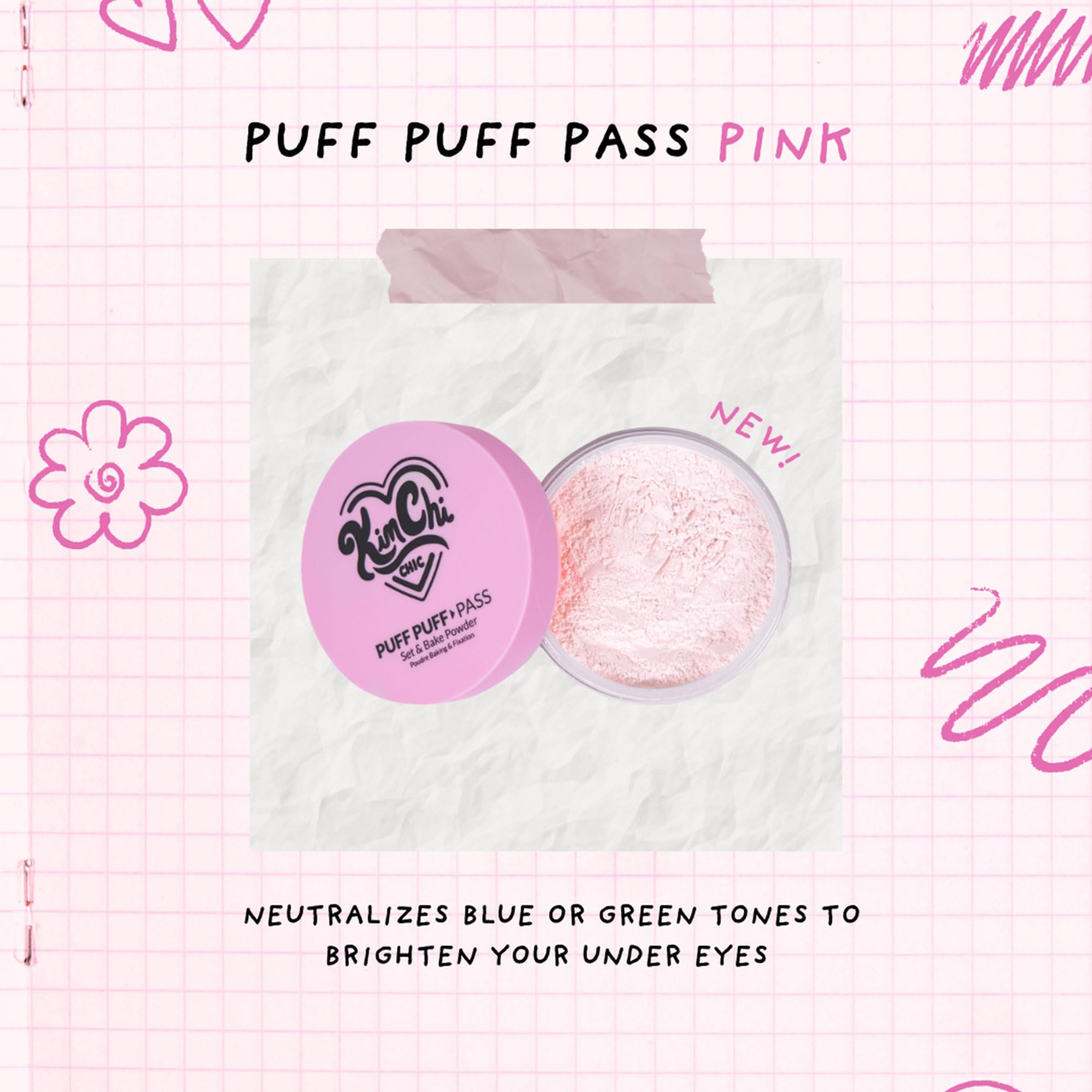 KimChiChic Puff Puff Pass Set & Bake Powder – Pink Loose Setting Powder