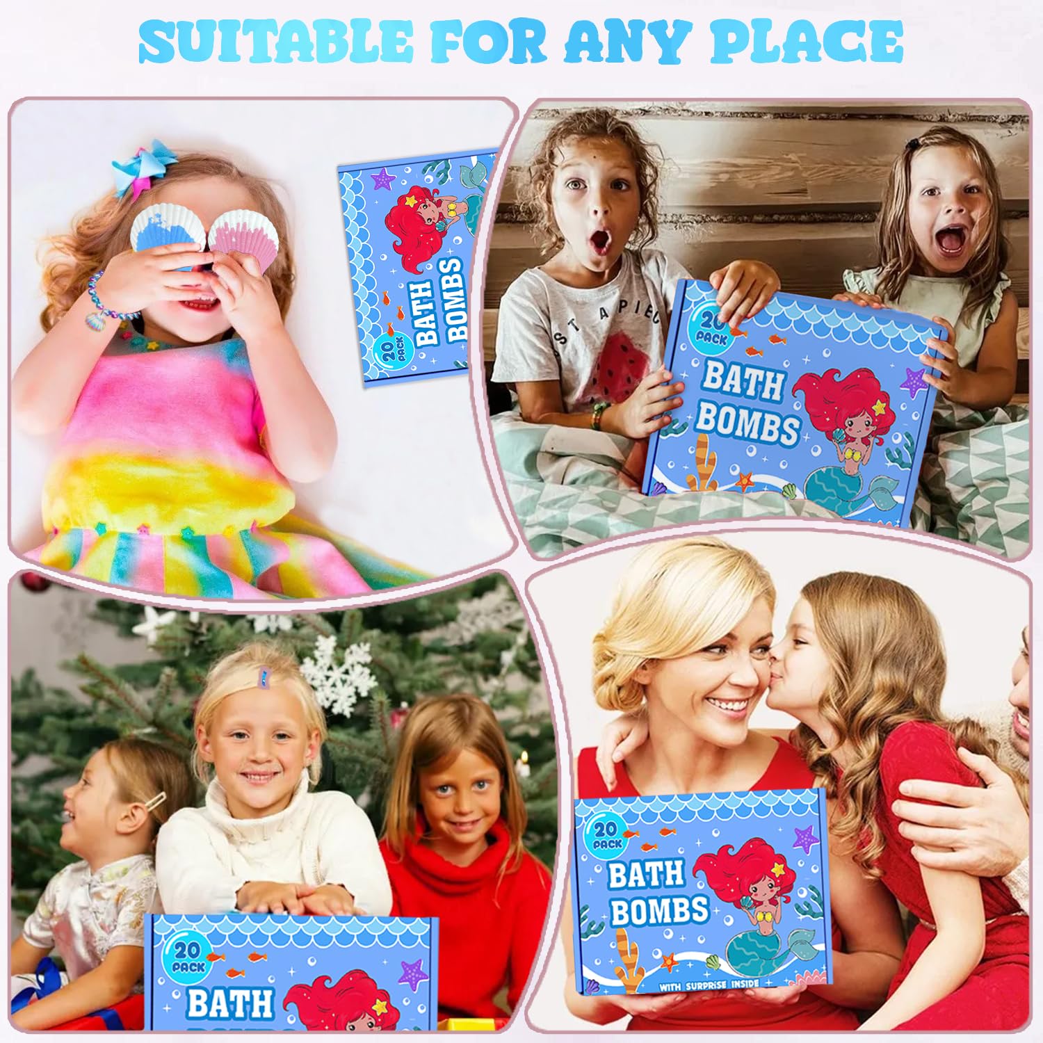 Kims Cosiart Mermaid Bath Bombs - 20-Pack with Surprise Jewelry for Kids