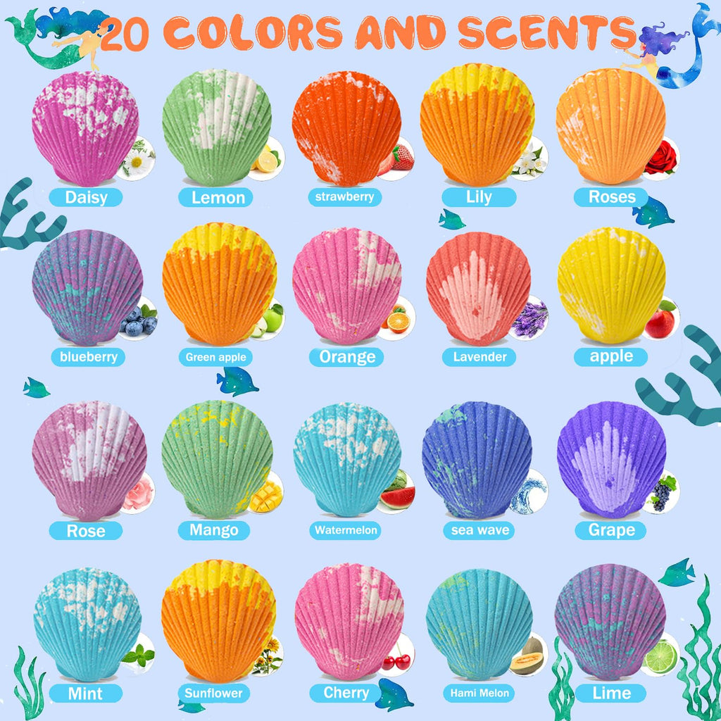 Kims Cosiart Mermaid Bath Bombs - 20-Pack with Surprise Jewelry for Kids