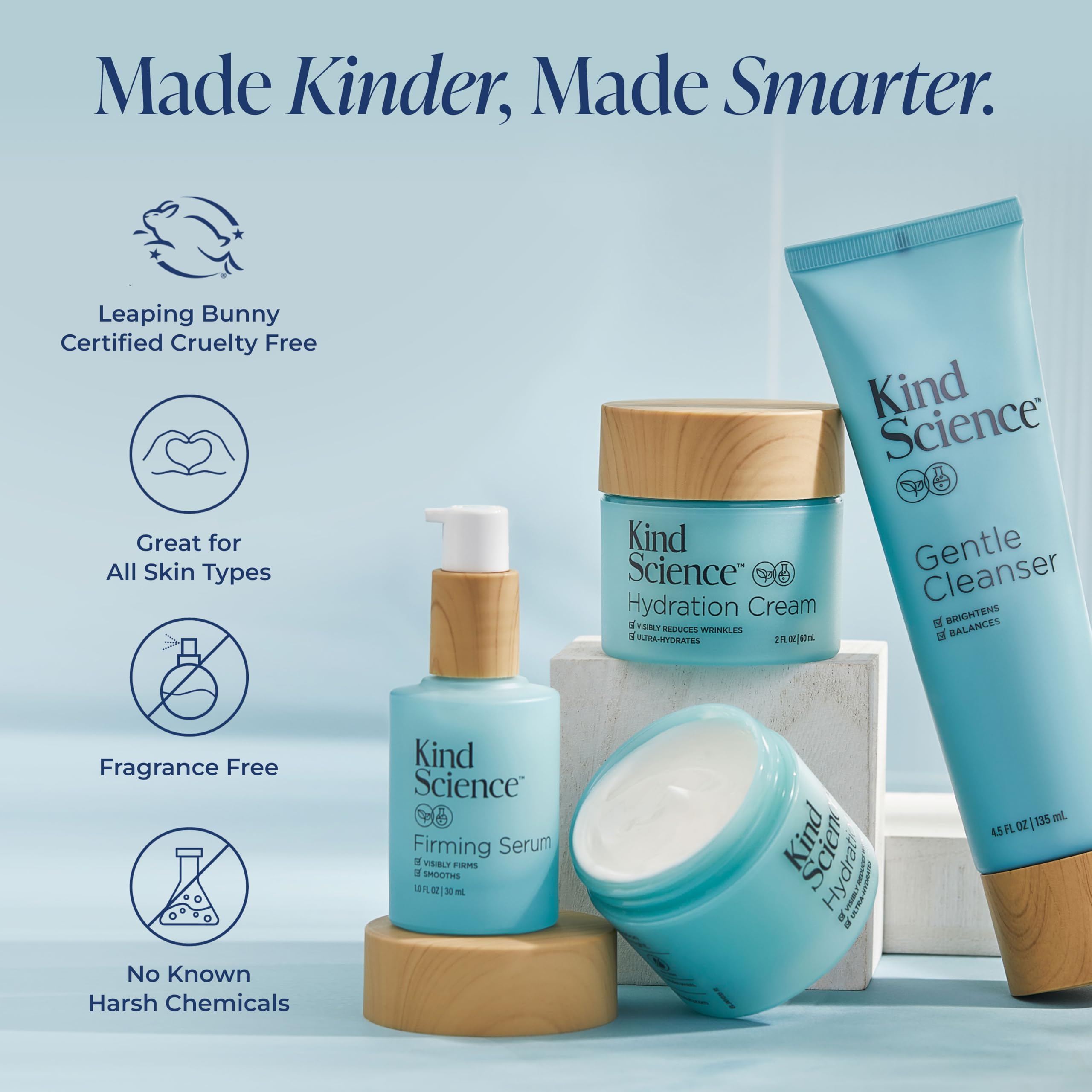 Kind Science 5-Piece Deluxe Anti Aging Skin Care Set – Hydration for Dry & Sensitive Skin
