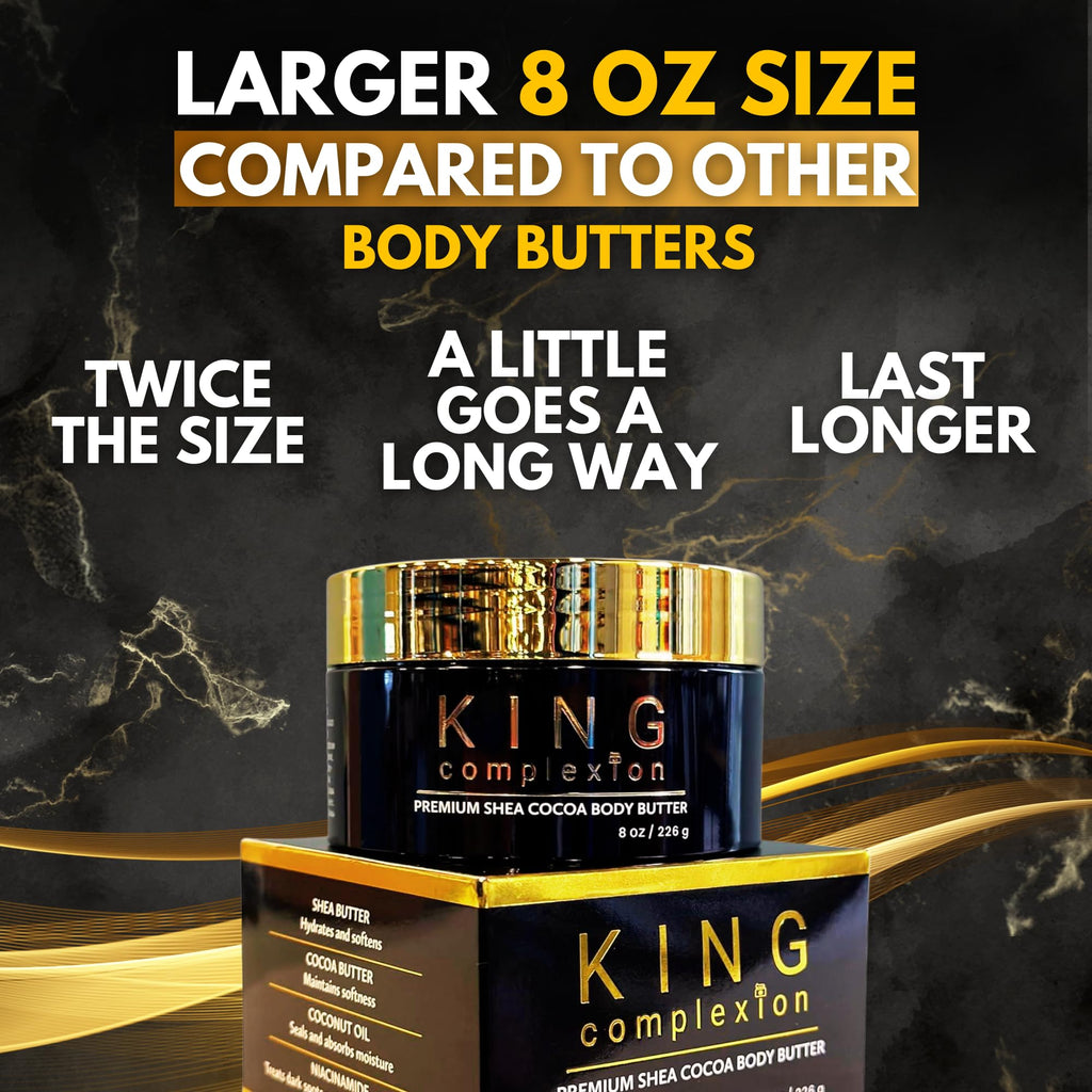 KING Complexion Shea Cocoa Body Butter - Organic, Non-Greasy 8 oz for Melanin-Rich Skin