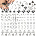 KINGNAME 110 Pcs Punk Nail Charms Kit – 3D Goth Jewelry for Nail Art, Y2K Planet & Spike Accessories