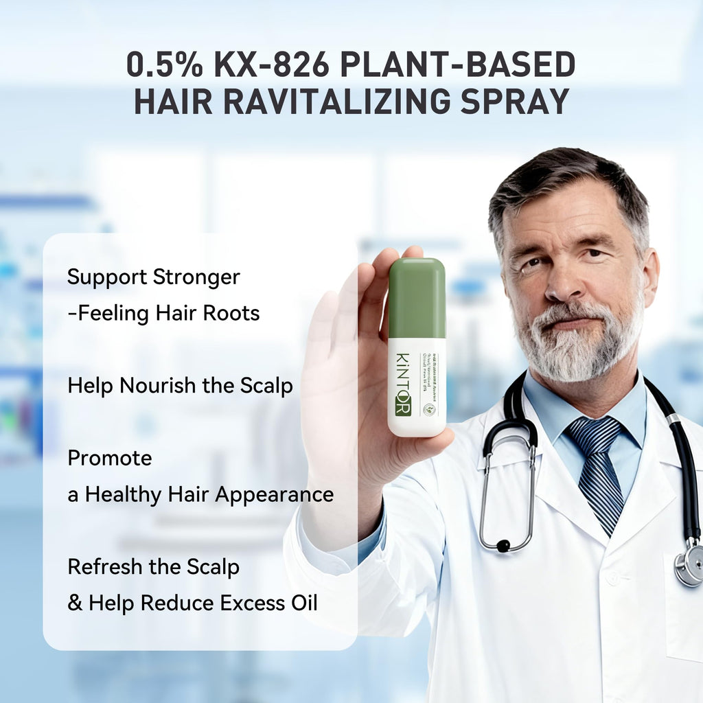 KINTOR 0.5% KX-826 Hair Regrowth Spray for Men – Plant-Based DHT Blocker, 60ml