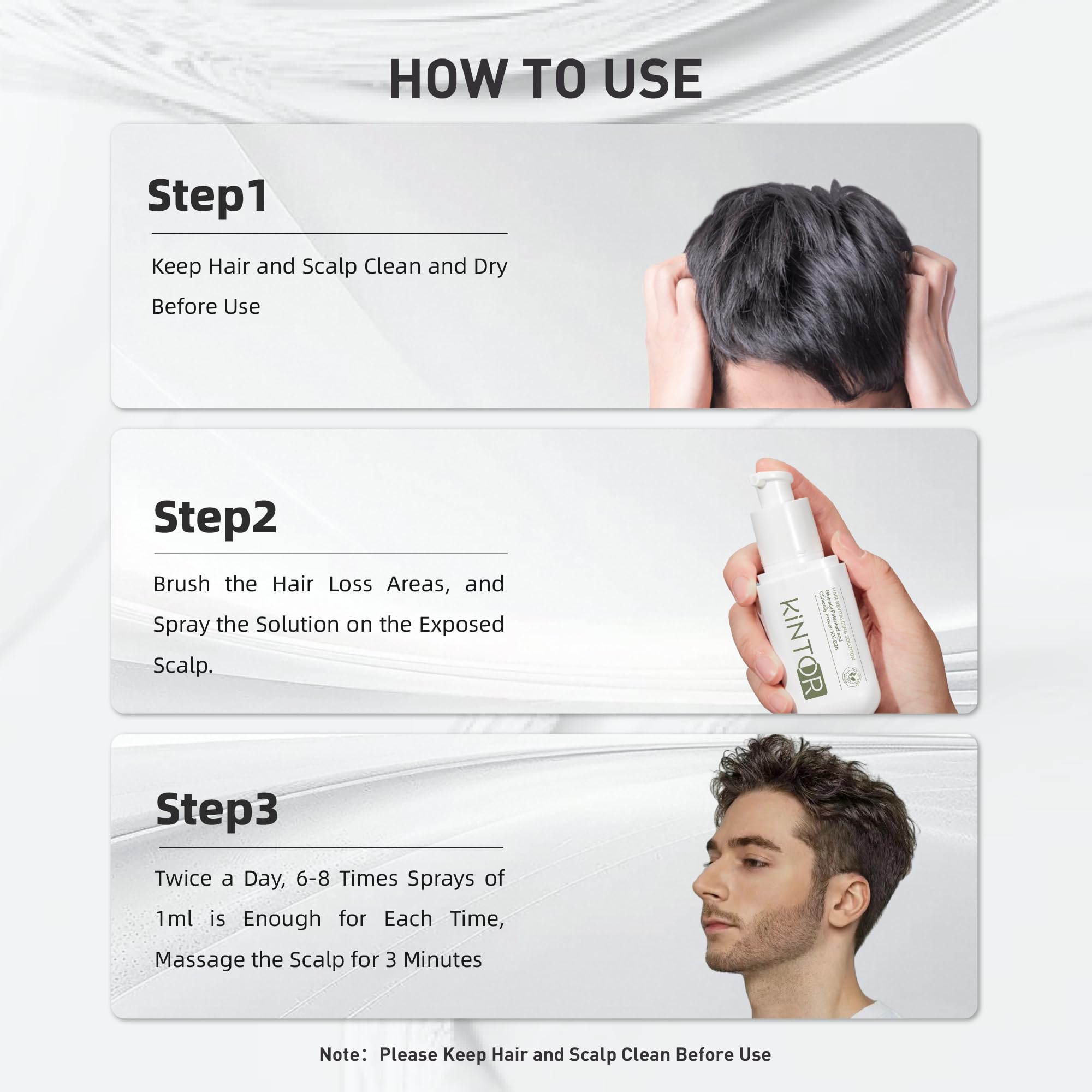 KINTOR 0.5% KX-826 Hair Regrowth Spray for Men – Plant-Based DHT Blocker, 60ml