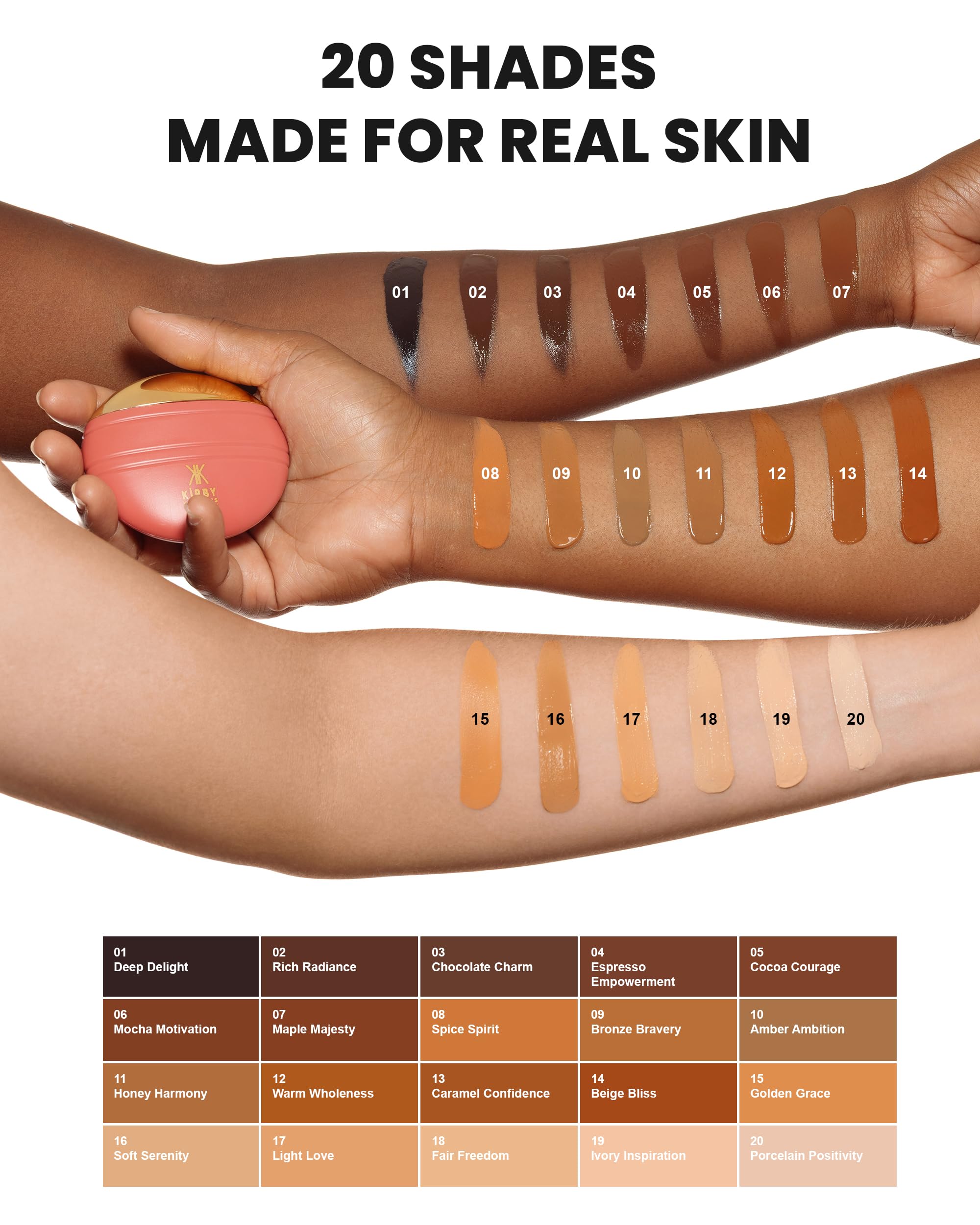 Kirby Kosmetics Konfident Glow Skin Tint – Deep Delight, Hydrating Oil-Free Glass-Skin Foundation (30 ml)