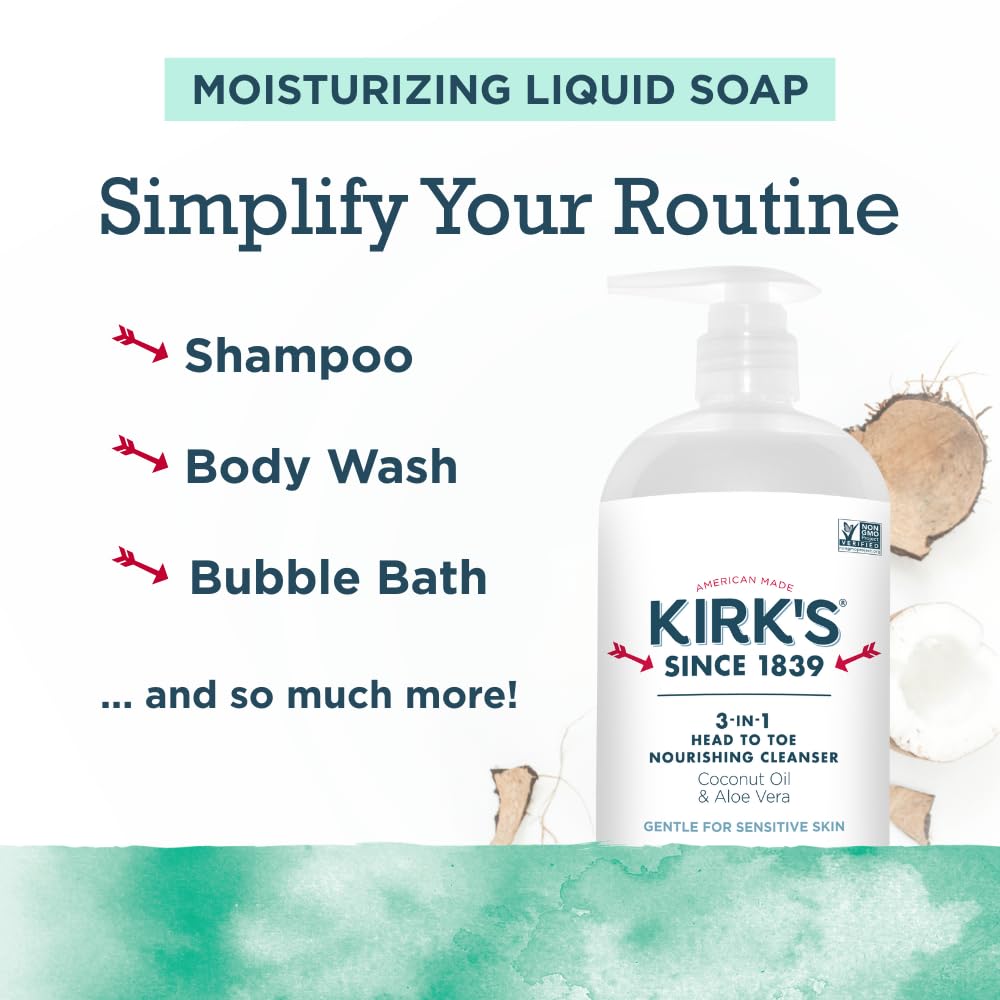 Kirk's 3-in-1 Head to Toe Nourishing Liquid Cleanser – Mint & Eucalyptus, 32 oz, 2-pack