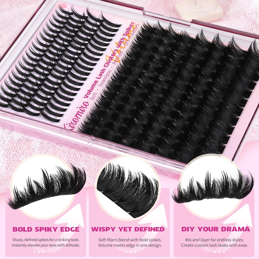 Kiromiro Lash Clusters with Spikes — Fluffy 10–18mm Volume DIY Lashes