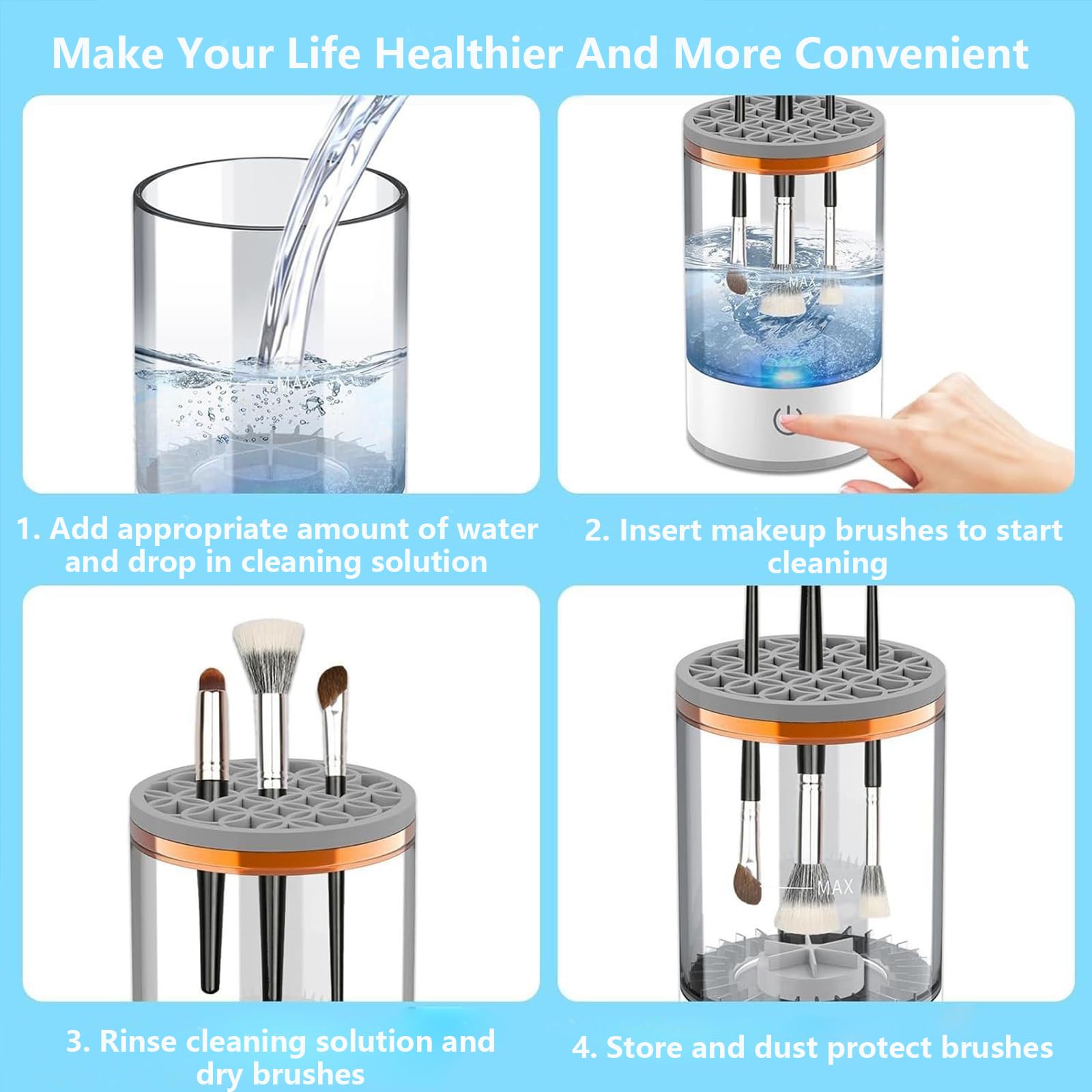 Kismiger Electric Makeup Brush Cleaner – Deep Cleaning & Drying (USB, Grey)