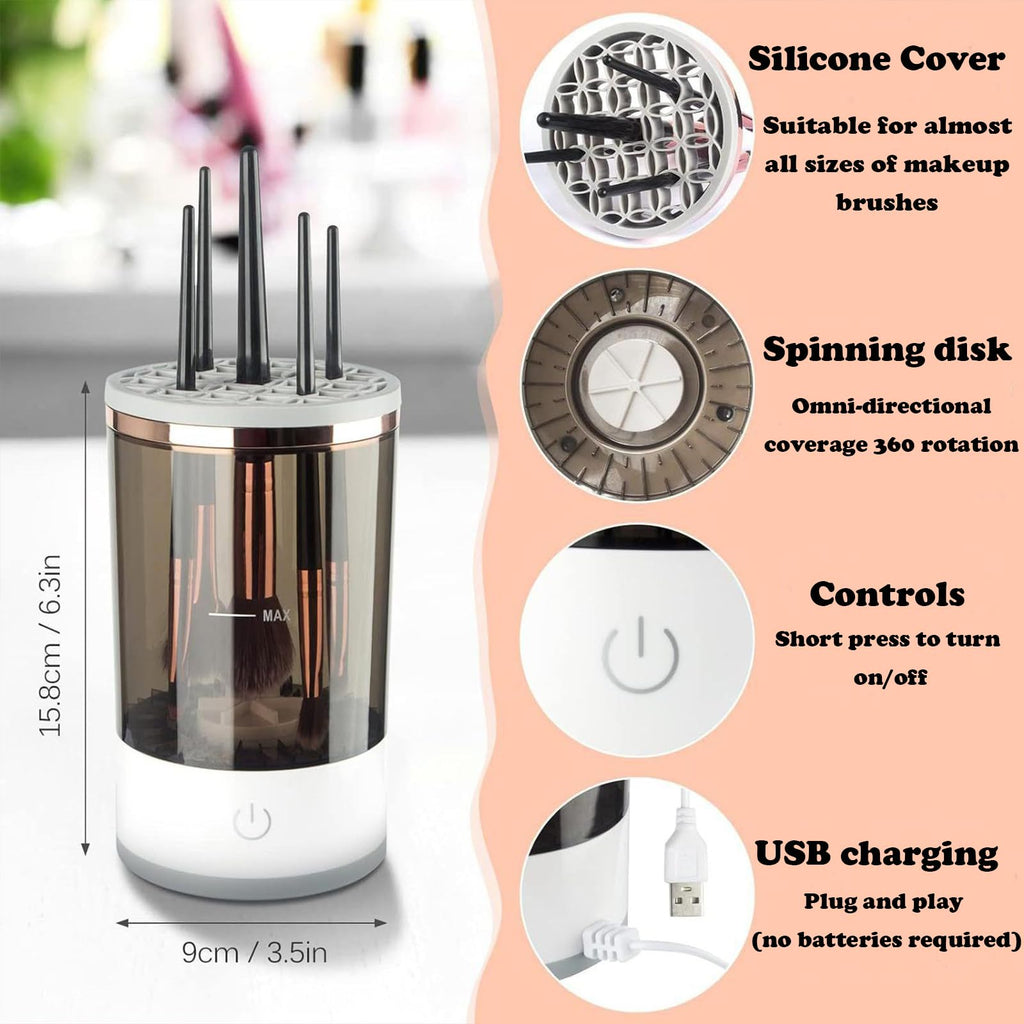 Kismiger Electric Makeup Brush Cleaner – Deep Cleaning & Drying (USB, Grey)
