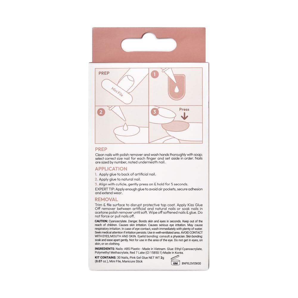 KISS False Nails Kit | Bare but Better Ready-to-Wear X-Long Coffin Nails