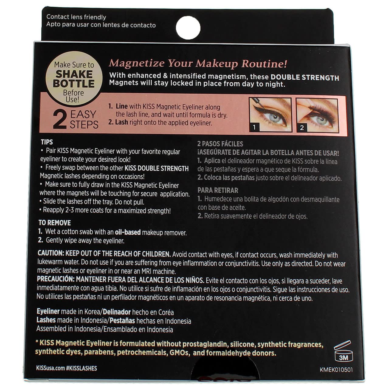 KISS Magnetic Eyeliner and Eyelash Kit (Lure) – Pack of 3 | Biotin Infused, No-Smudge, Reusable