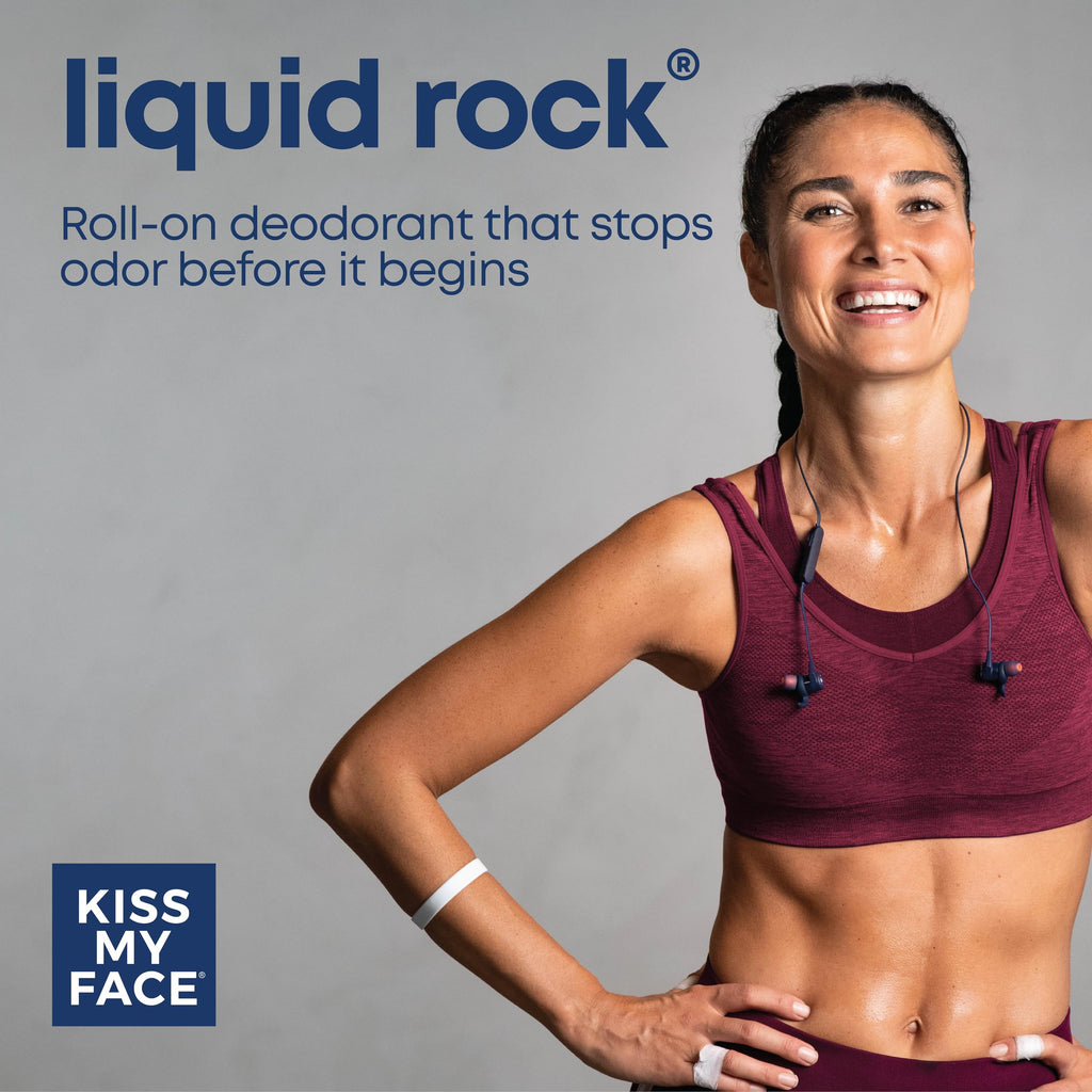 Kiss My Face Liquid Rock Roll-On Deodorant - Fragrance-Free, Aluminum-Free, Willow Bark, 3 oz