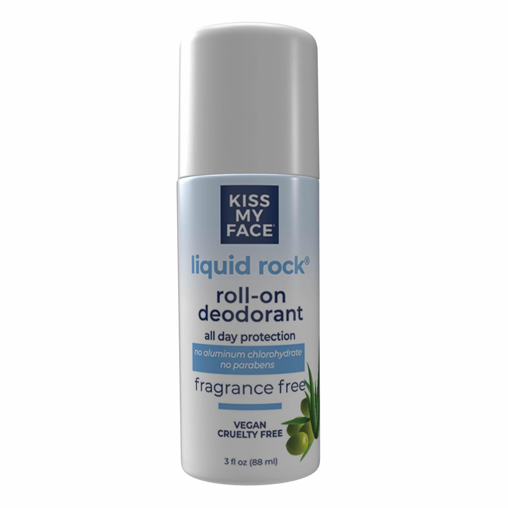 Kiss My Face Liquid Rock Roll-On Deodorant - Fragrance-Free, Aluminum-Free, Willow Bark, 3 oz