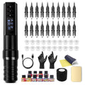Kiss of Dragon Tattoo Kit — Wireless Tattoo Machine, 2400mAh Battery, 20 Cartridges, Ink & Practice Skin