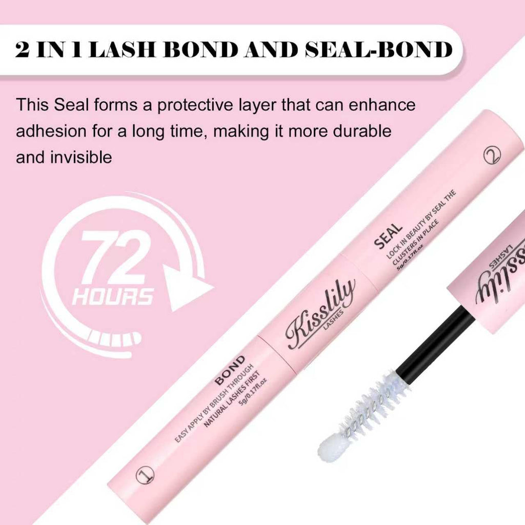 Kisslily Lash Cluster Glue Waterproof Bond and Seal – 2-in-1 Lash Adhesive, White