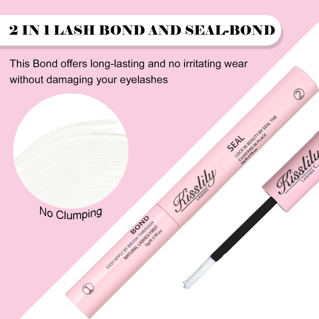 Kisslily Lash Cluster Glue Waterproof Bond and Seal – 2-in-1 Lash Adhesive, White