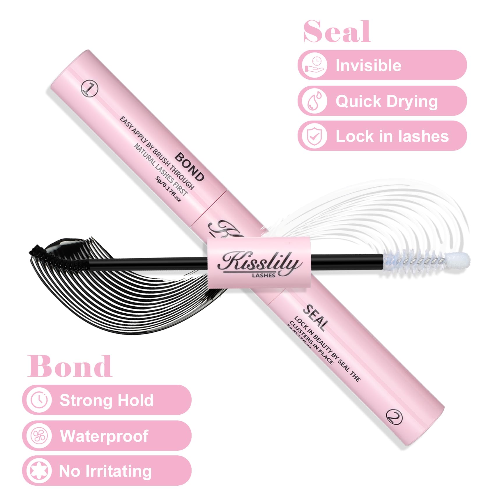 Kisslily Lash Cluster Glue – Waterproof 2-in-1 Bond & Seal Lash Adhesive (White & Black)