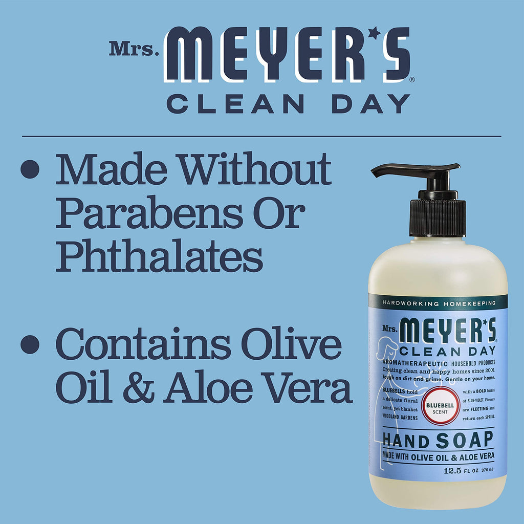 Mrs. Meyer's Clean Day Bluebell Liquid Hand Soap – 12.5 Fl Oz (Pack of 3)