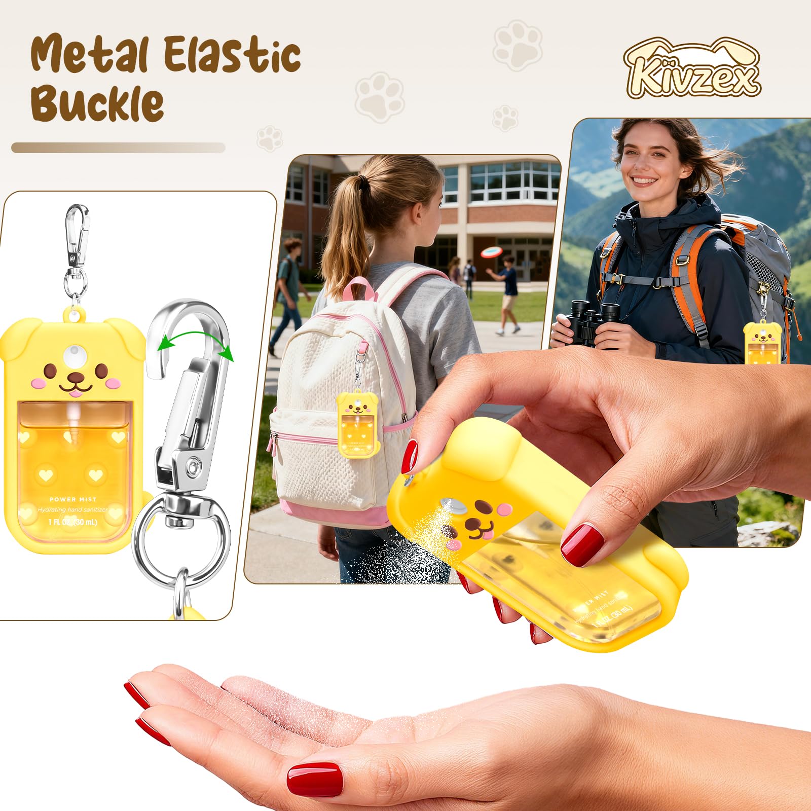 Kivzex Dog Silicone Case for Touchland 1oz – Yellow, Keychain Travel Sleeve