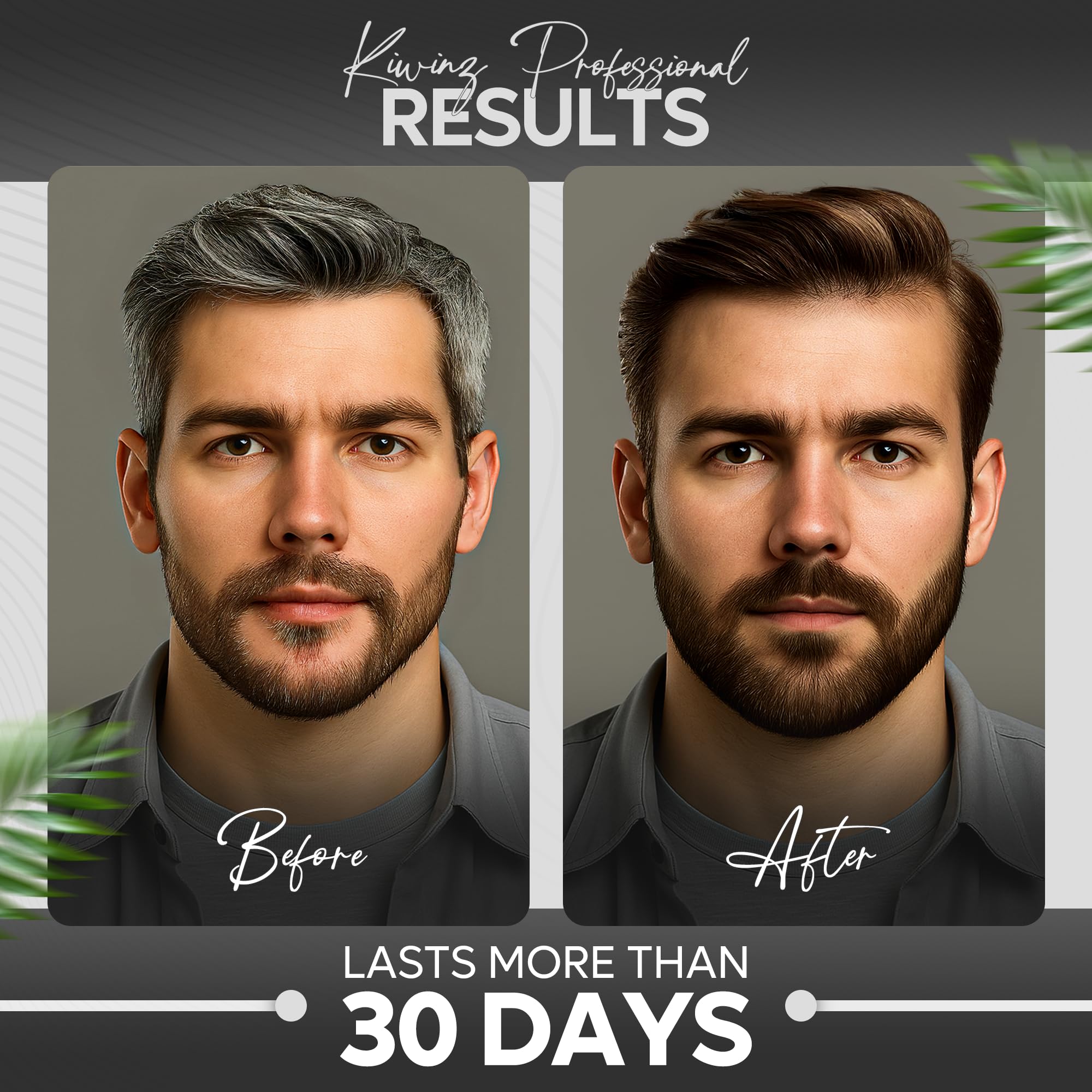Kiwinz Professional Dark Brown Hair Color Shampoo for Men – 5 in 1 Dye, Ammonia-Free, 500ml