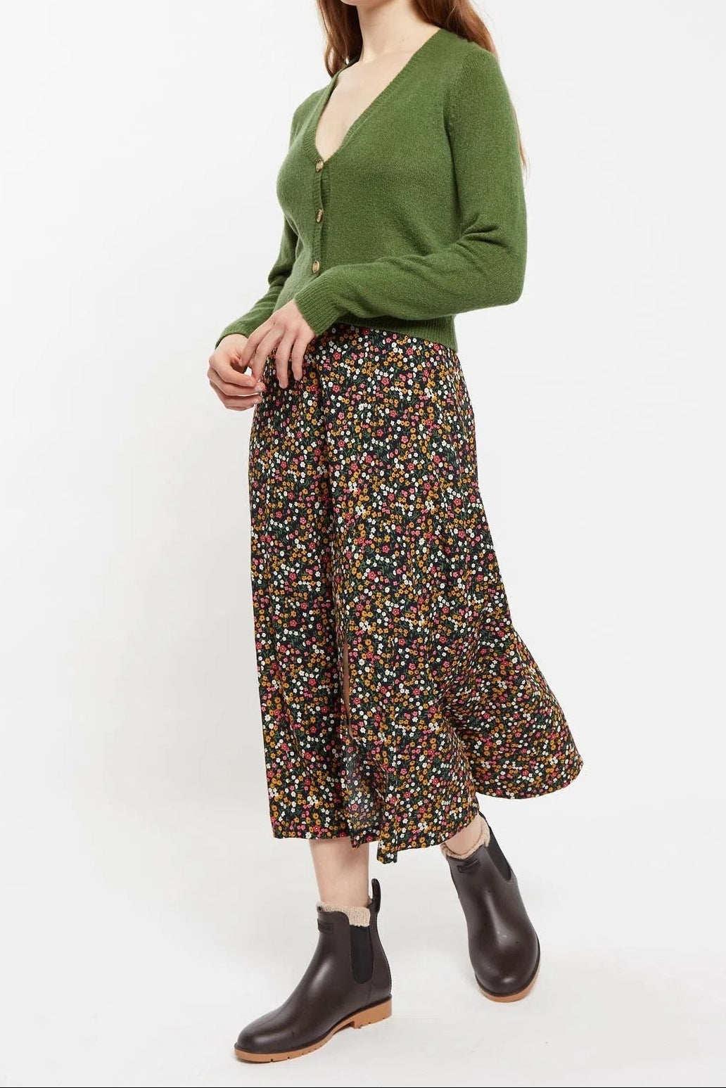 Louche Kiyo Dippy Ditsy Print Midi Skirt