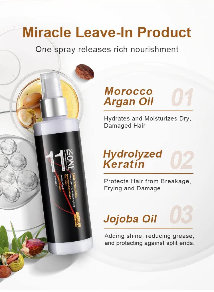 KizaiaCare 11-in-1 Leave-In Detangler Spray | Sulfate-Free, All Hair Types