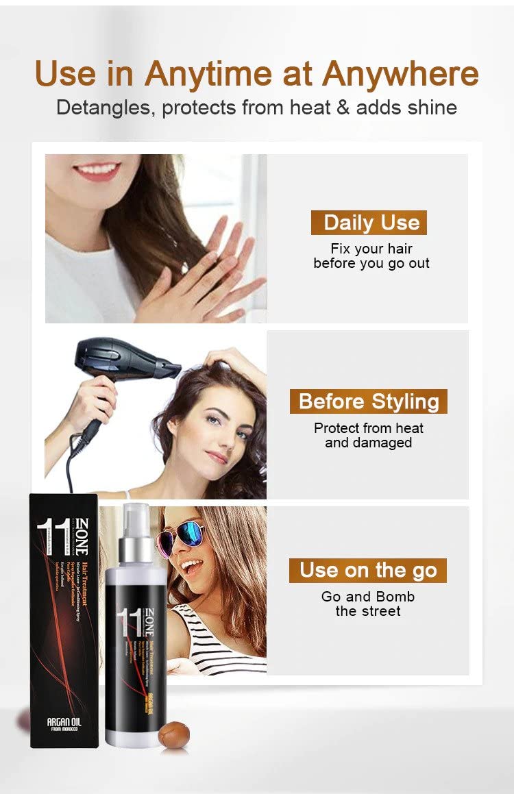 KizaiaCare 11-in-1 Leave-In Detangler Spray | Sulfate-Free, All Hair Types