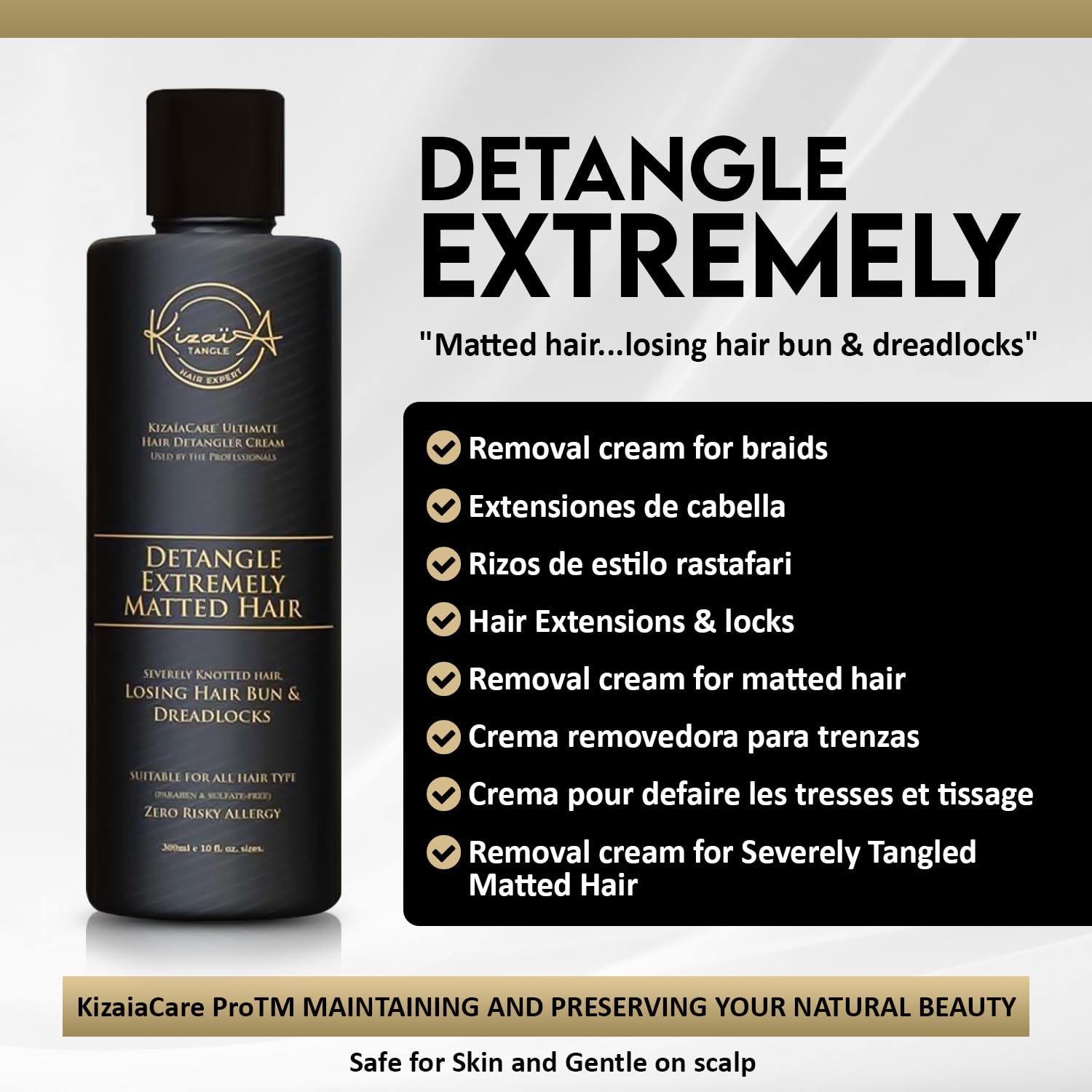 KizaiaCare Ultimate Matted Hair Detangler - Painless Detangling for All Hair Types | Adults & Children
