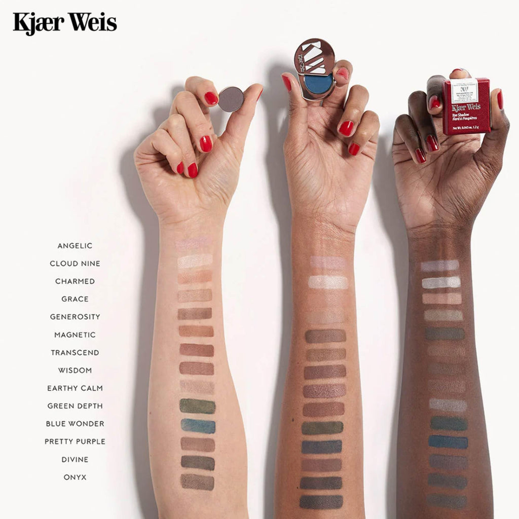 Kjaer Weis Powder Eye Shadow Magnetic – Highly Pigmented Brown Gold, Long-Wearing, Refillable