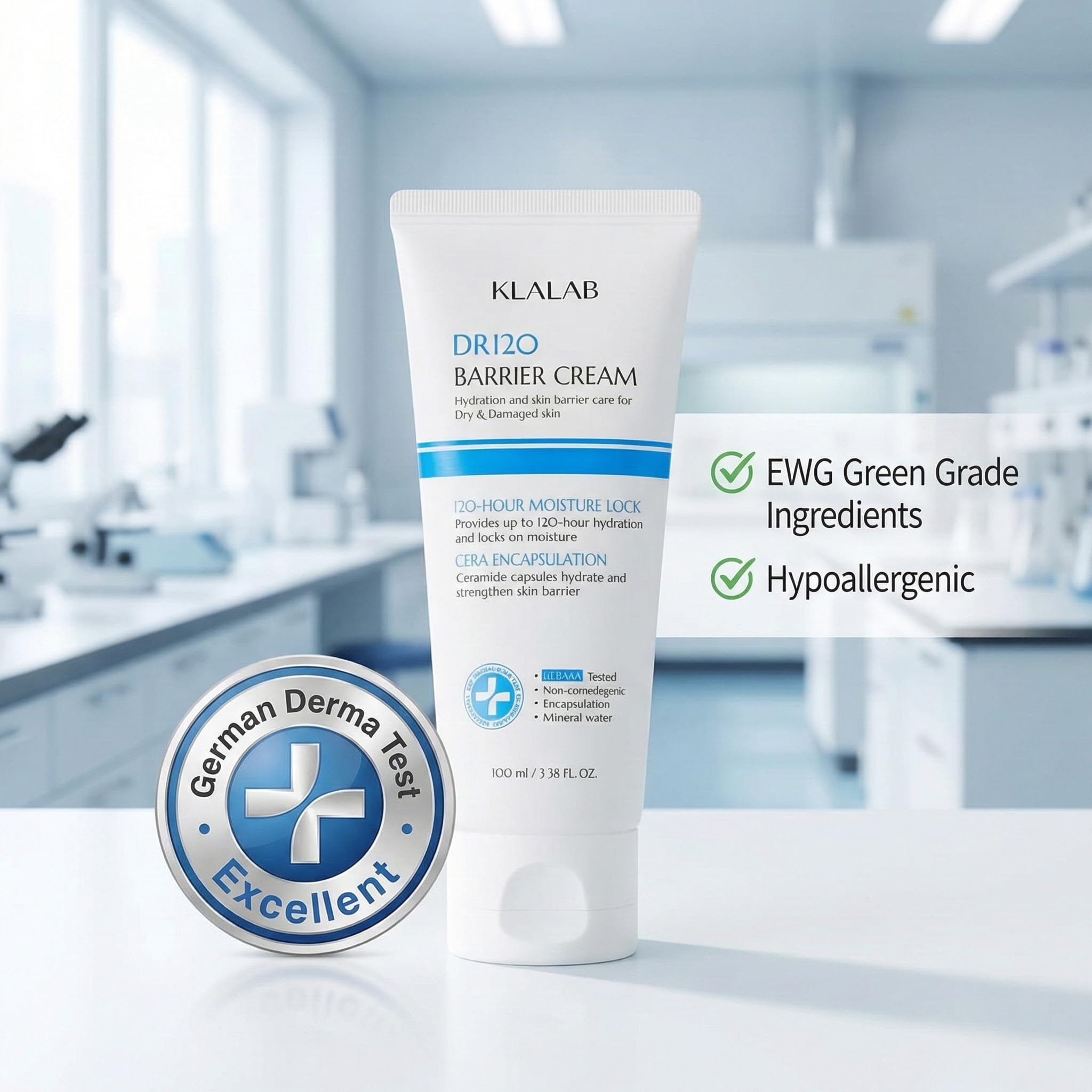 KLALAB DR120 Barrier Cream – 120-Hour Hydration with 5-Ceramide Complex & Hyaluronic Acid