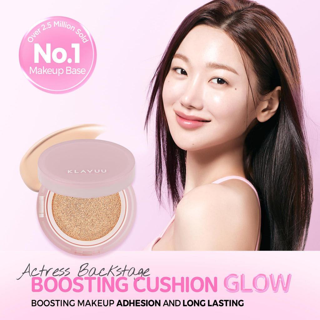 KLAVUU Actress Backstage Cushion Glow #21 Soft Ivory – Hydrating Korean Cushion Foundation