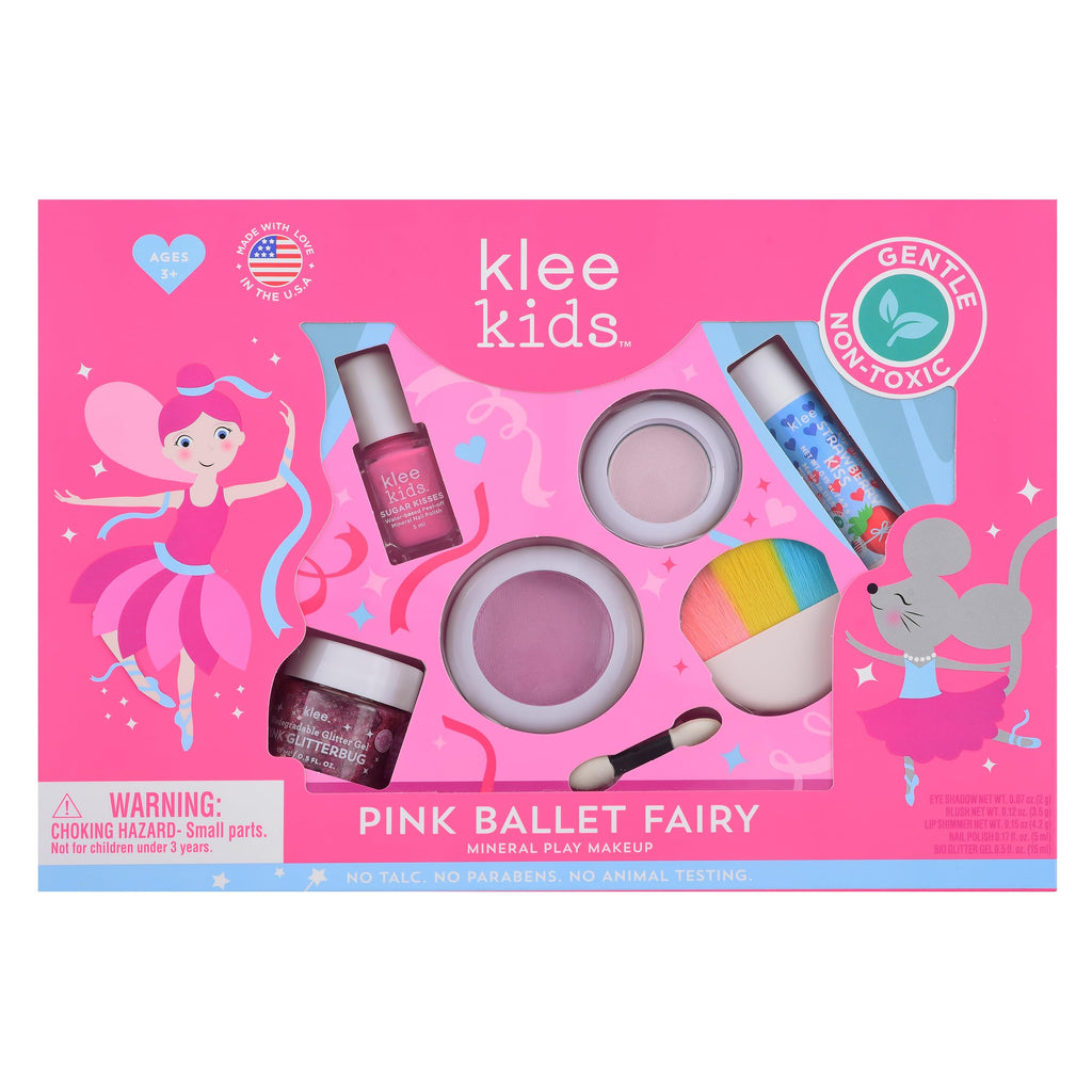Klee Naturals Luna Star Kids Deluxe Play Makeup Kit — Gentle, Non-Toxic, Made in USA (Pink Ballet Fairy)