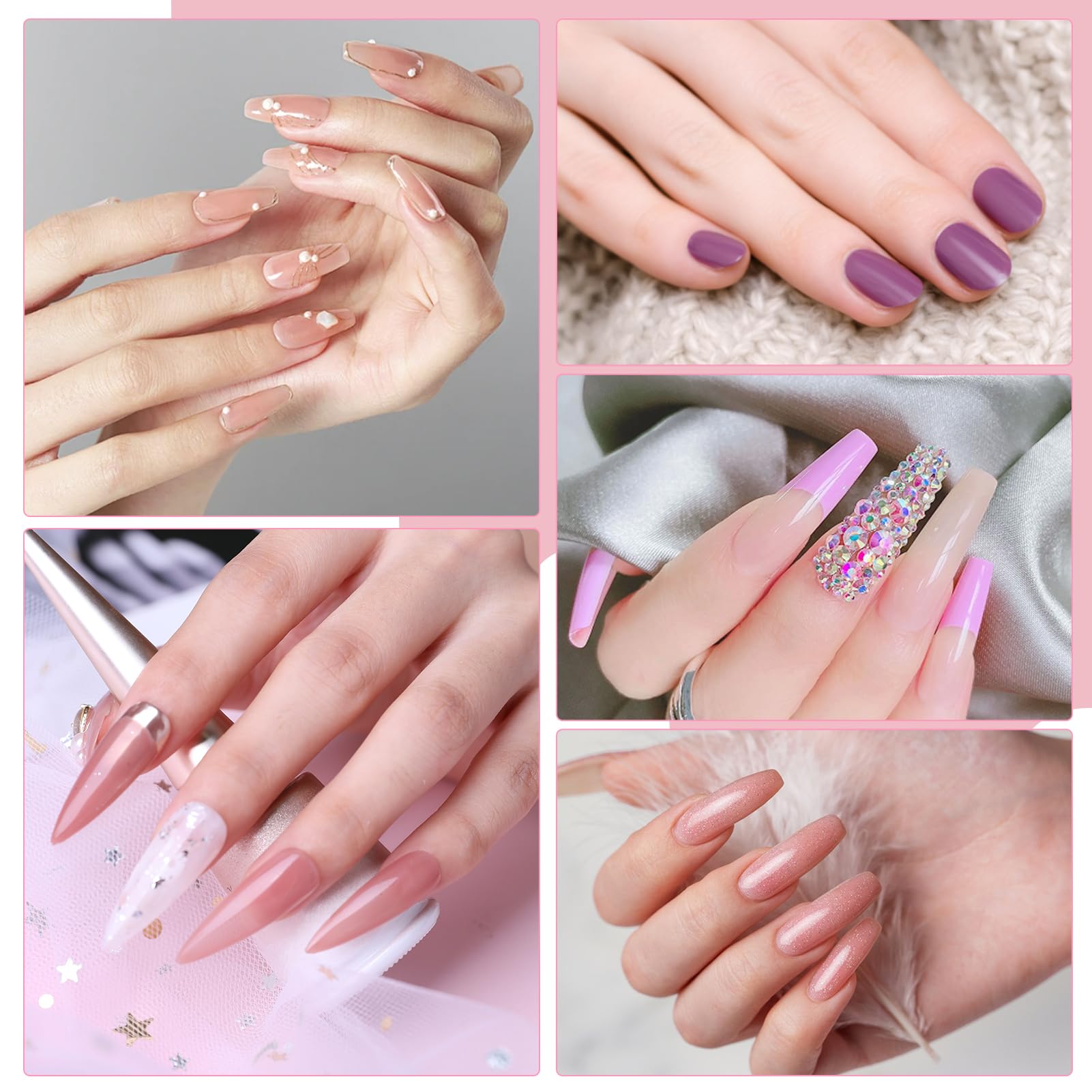 Klemon Acrylic Nail Kit – Complete Multicolor Powder Set with UV Lamp for Beginners